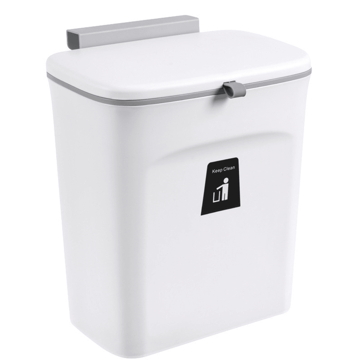 9L Cabinet Door Hanging Trash Can Slide Cover Garbage Bin Waste Storage for Kitchen Bedroom MRSLM