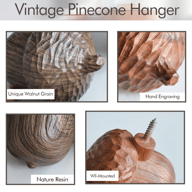 Vintage Resin Pincone Hanger Wall Mount Home Bathroom Cloth Towel Hanging Storage Holder MRSLM