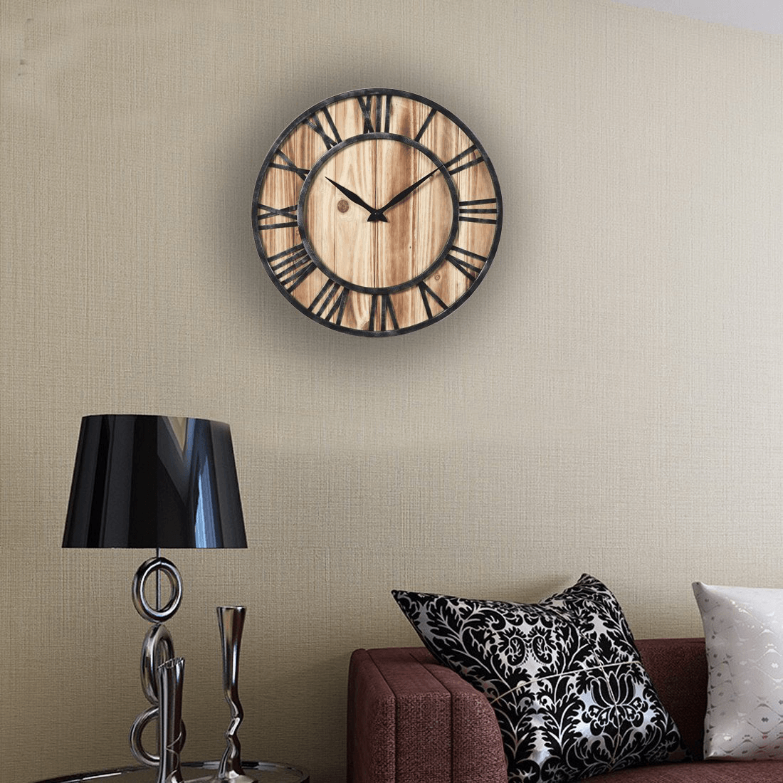 Creative round Silent Wooden Wall Clock Decorative Clock for Living Room Home Decorations MRSLM