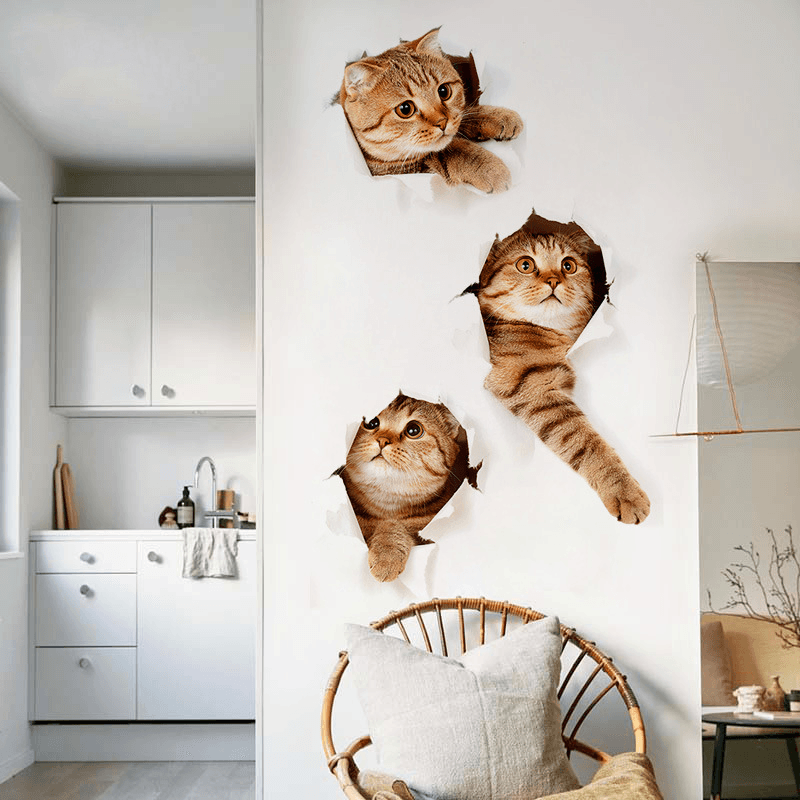 Miico 3D Creative PVC Wall Stickers Home Decor Mural Art Removable Cat Wall Decals MRSLM