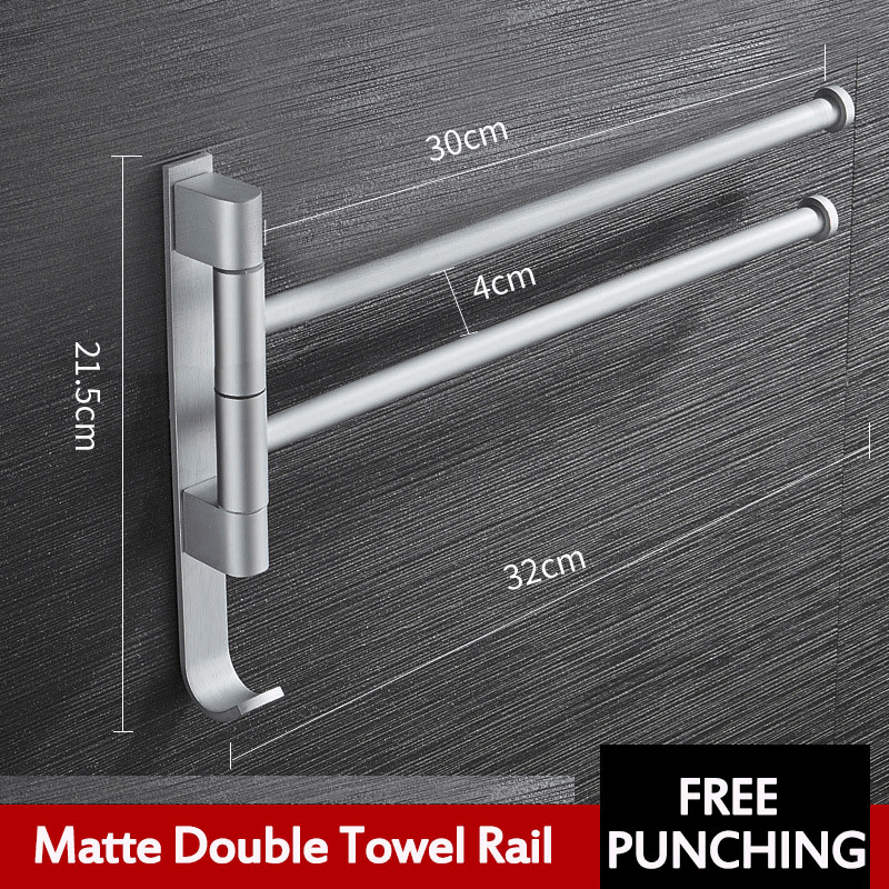 Aluminum Wall Mount Towel Rail Rack Rotatable Holders 2/3/4/5 Storage Hanger MRSLM