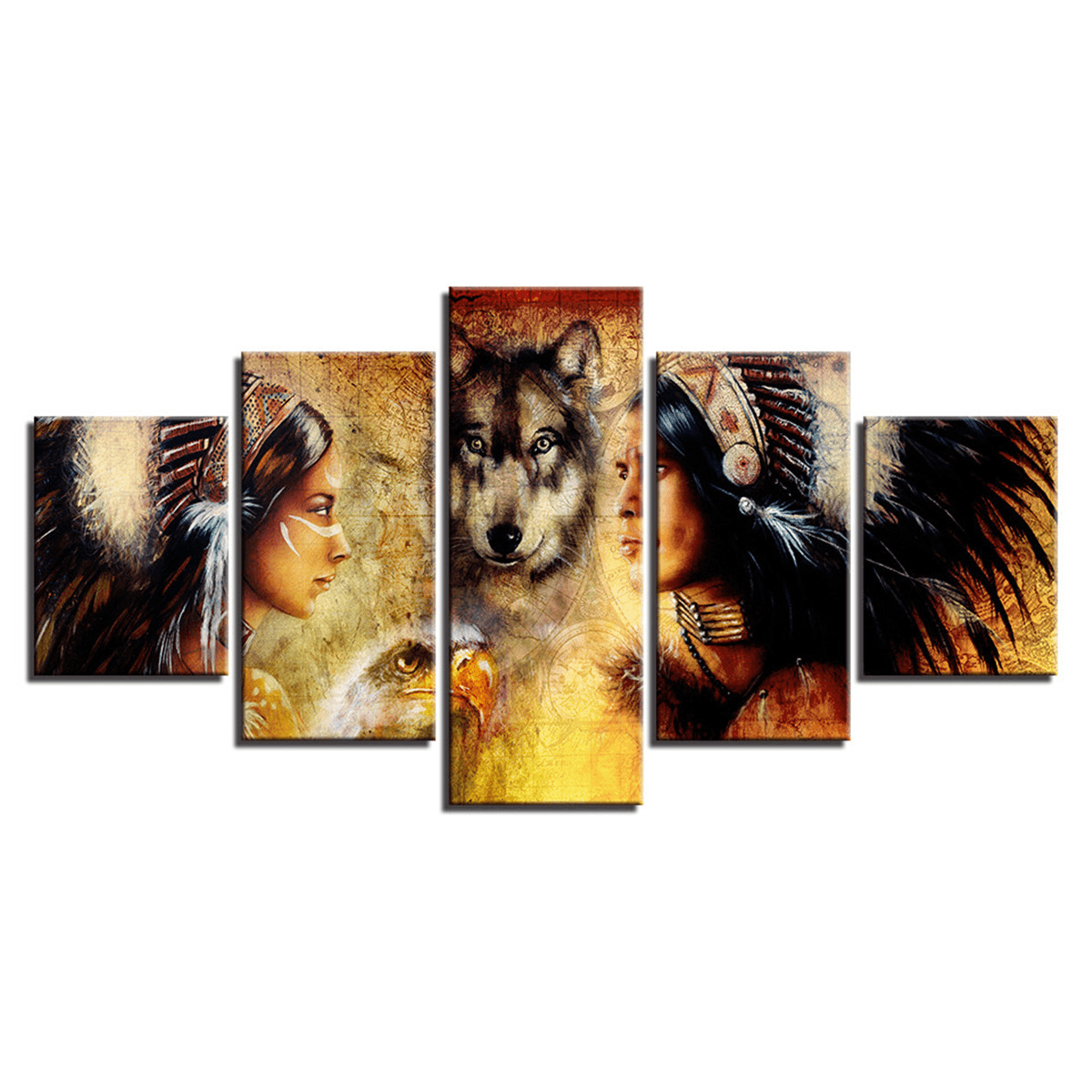 5Pcs Set Wolf Modern Canvas Print Paintings Wall Art Pictures Home Decor Unframed MRSLM