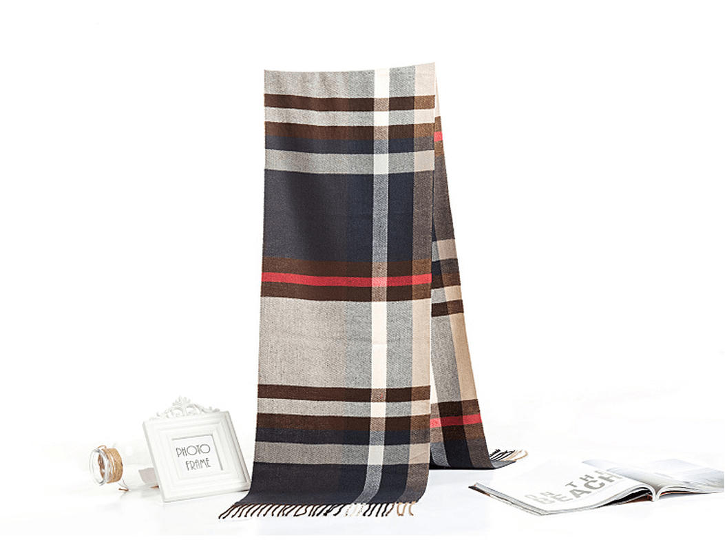 All-Match Simple Men'S Plaid Warm Scarf dylinoshop