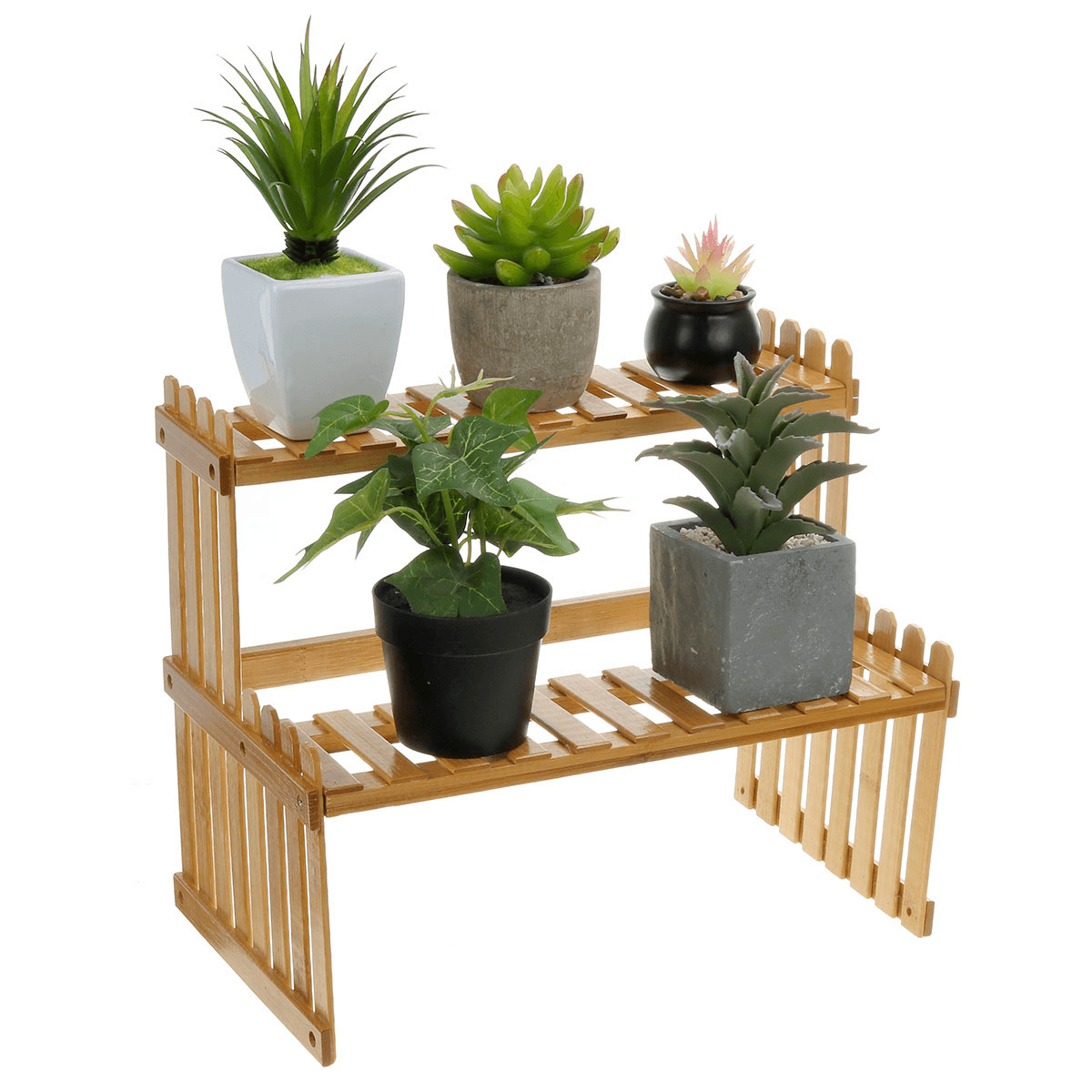 2 Tiers Succulent Plant Flower Bonsai Pot Shelf Display Storage Desk Rack Holder Mini Bookshelf dylinoshop