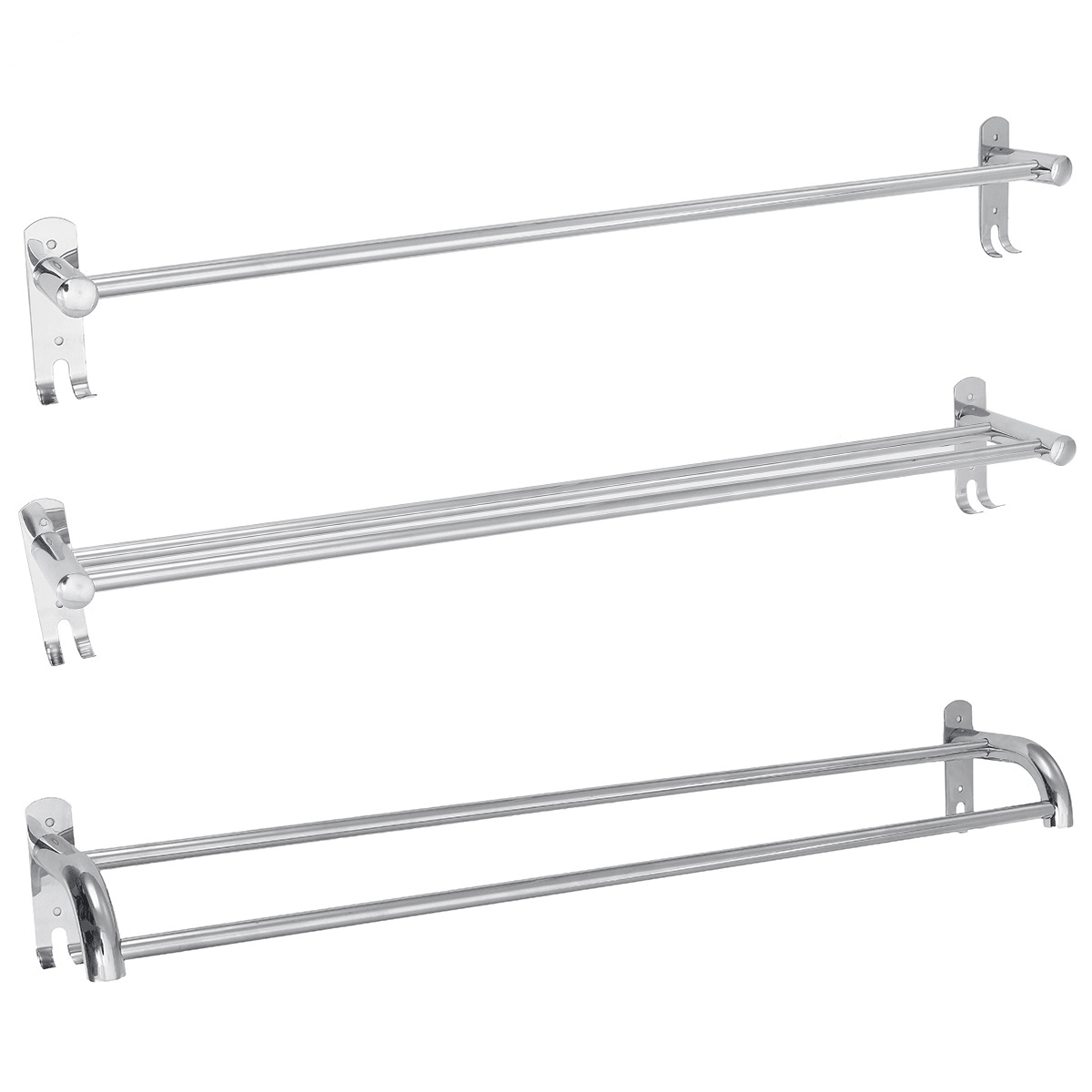 80Cm Stainless Steel Single Double Shelf Wall Mounted Bath Towel Rail Rack for Bathroom Storage Shelf Towel Racks MRSLM