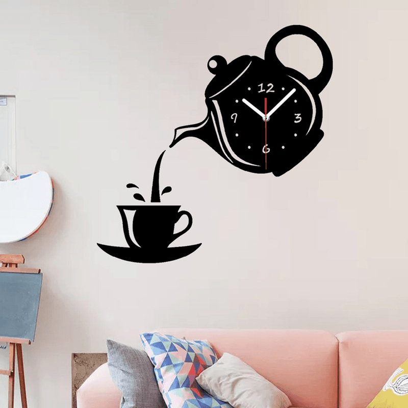 Emoyo ECY018 DIY Creative Teapot Head Wall Clock Animal Wall Clock for Home Office Decorations MRSLM