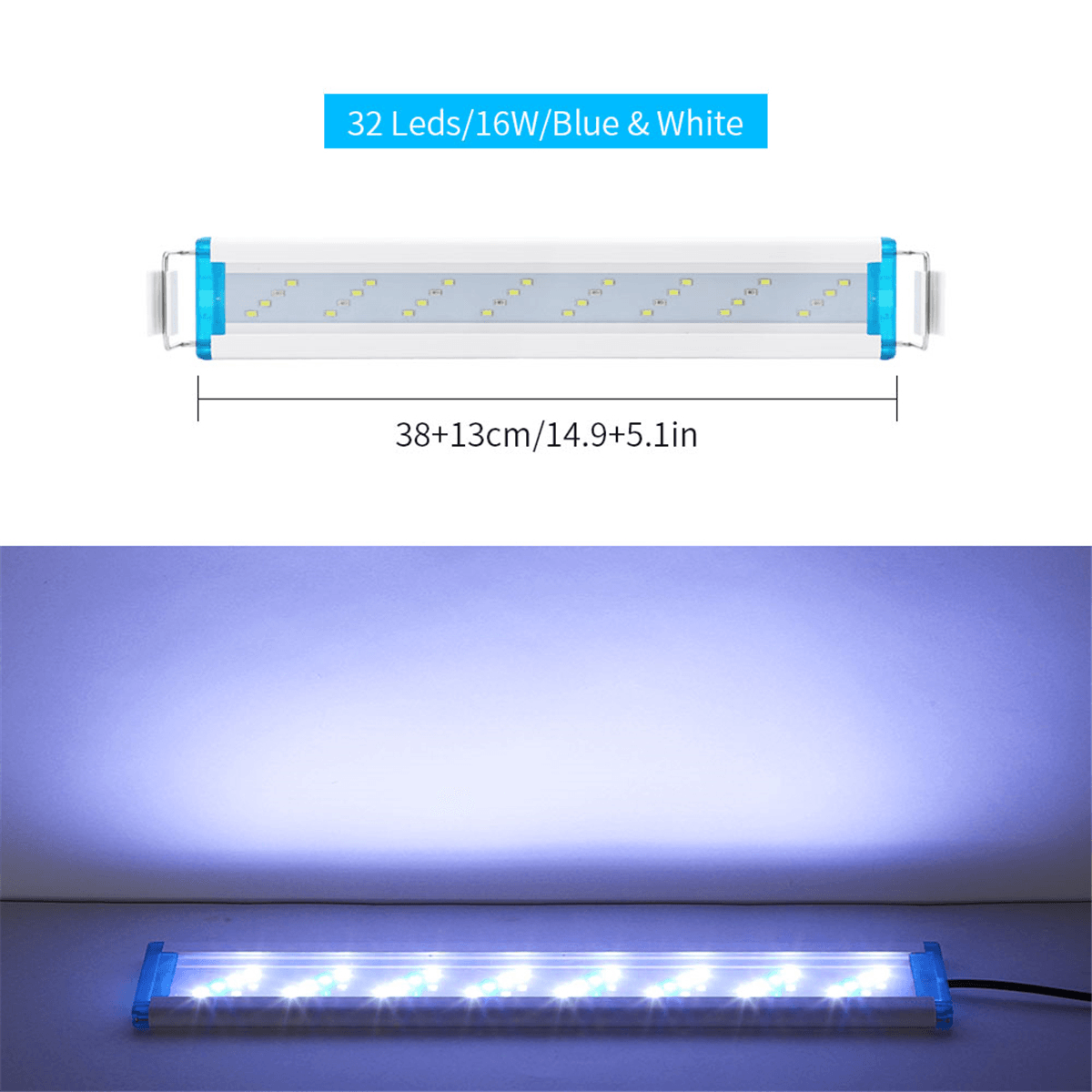 18-48CM Fish Tank Lamp Aquarium LED Lighting with Extendable Brackets White and Blue Leds Fits for Aquarium dylinoshop