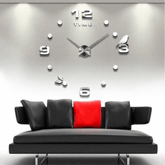 Emoyo JM008 Creative Large DIY Wall Clock Modern 3D Wall Clock with Mirror Numbers Stickers for Home Office Decorations MRSLM