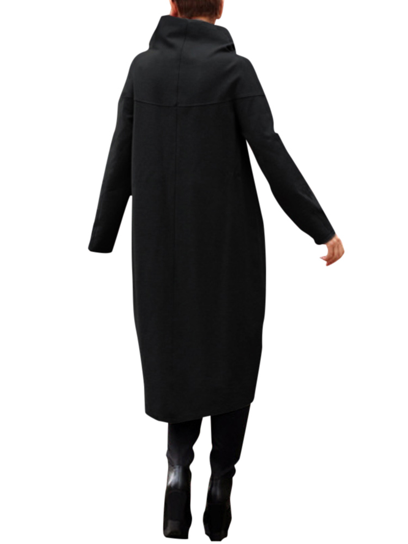 Women Long Sleeve High Neck Loose Hoodies Solid Color Dresses dylinoshop