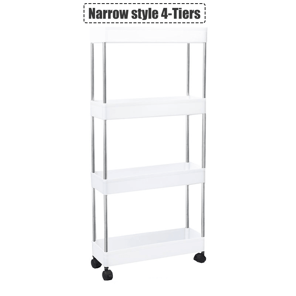 3/4 Tier Organizer Trolley Cart Utility Rolling Storage Rack Holders Saver Hooks MRSLM