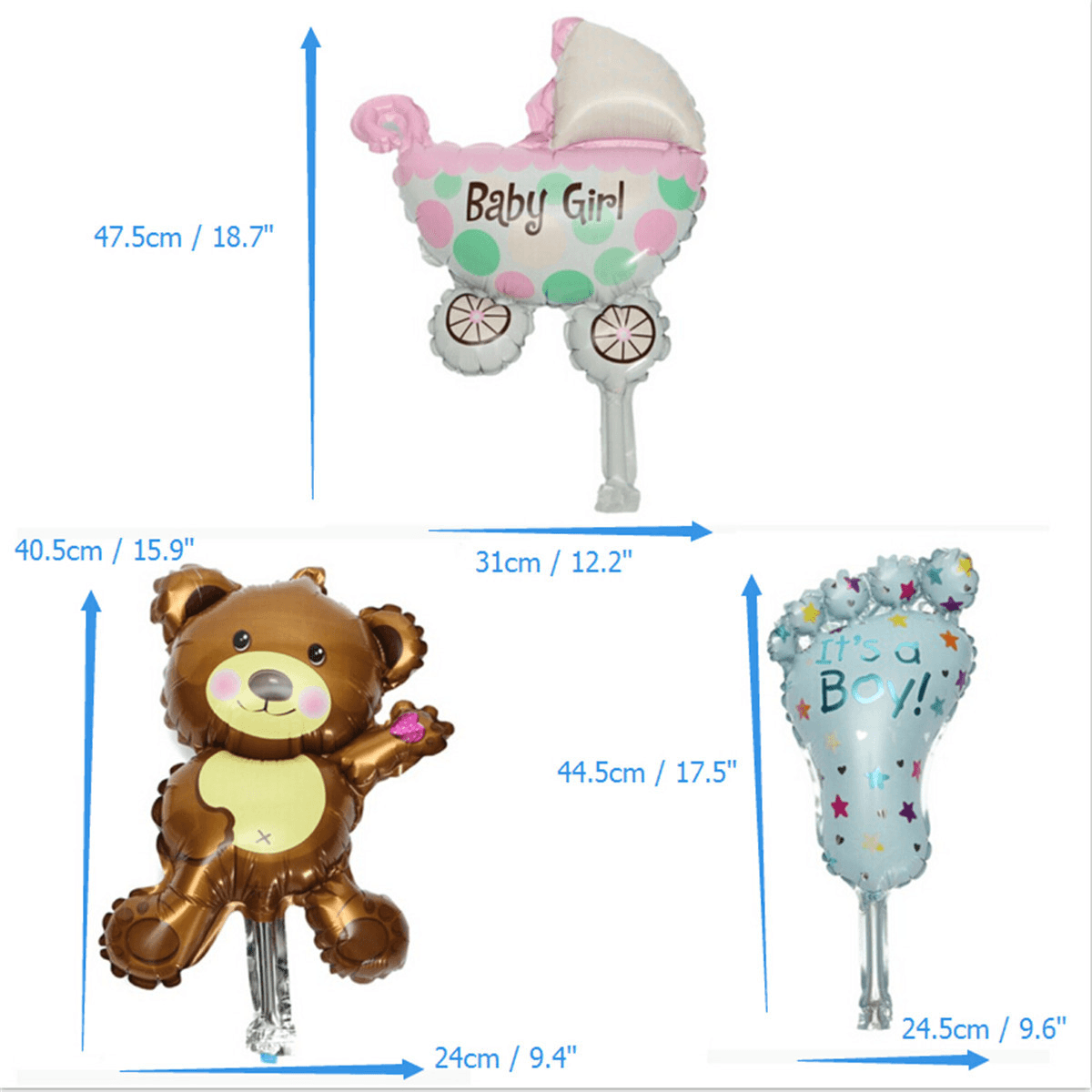 Baby Girl Boy Birthday Party Balloon Stroller Foot Bear Balloons Party Decoration MRSLM