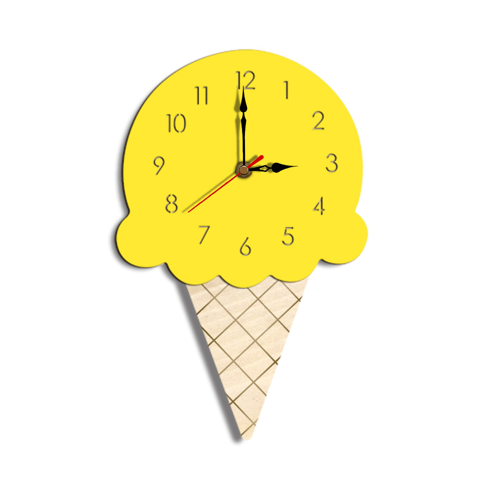 Home Cartoon Creative Wall Clock Living Room Acrylic Ice Cream Children'S Clock MRSLM