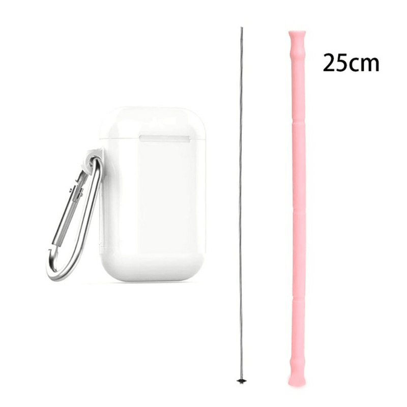 Foldable Silicone Straw Set Food-Grade Silicone Straw with Straw Brush Easy-To-Clean Straw Box Set Portable Drinkware MRSLM