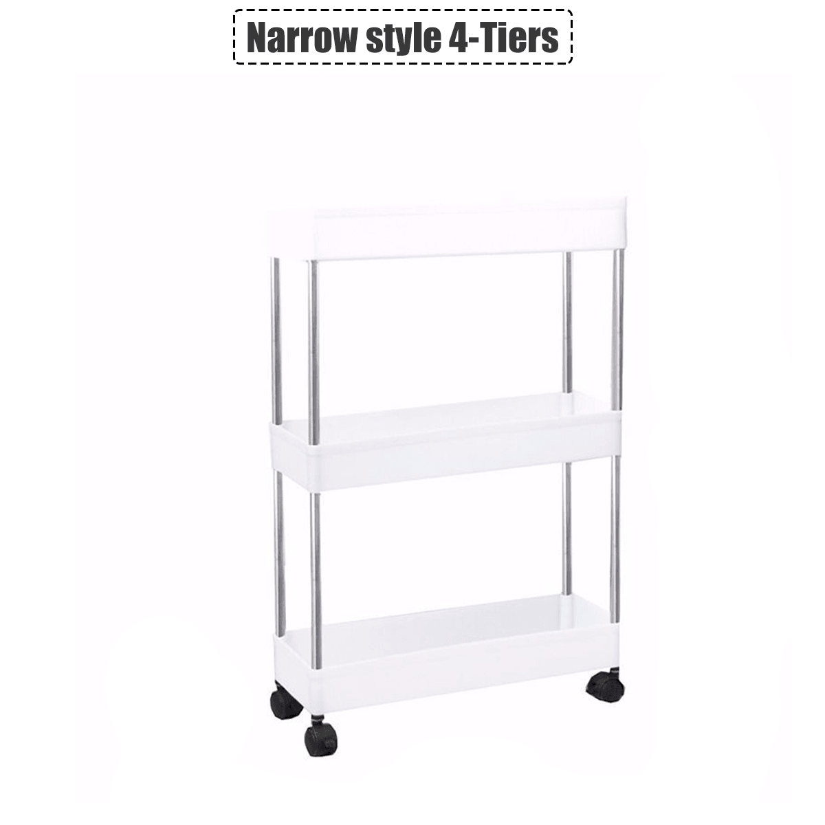 3/4 Tier Organizer Trolley Cart Utility Rolling Storage Rack Holders Saver Hooks MRSLM