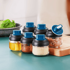 280ML 2-In-1 Glass Spice Jars Large Capacity Kitchen Seasoning Organizer Airtight Leakproof Herbs Bottle with Label Paper MRSLM