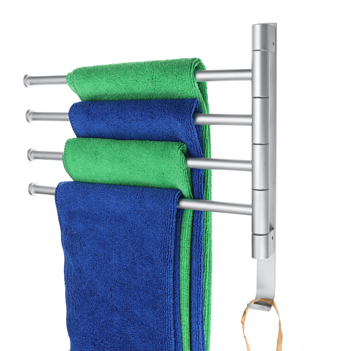 Aluminum Wall Mount Towel Rail Rack Rotatable Holders 2/3/4/5 Storage Hanger MRSLM