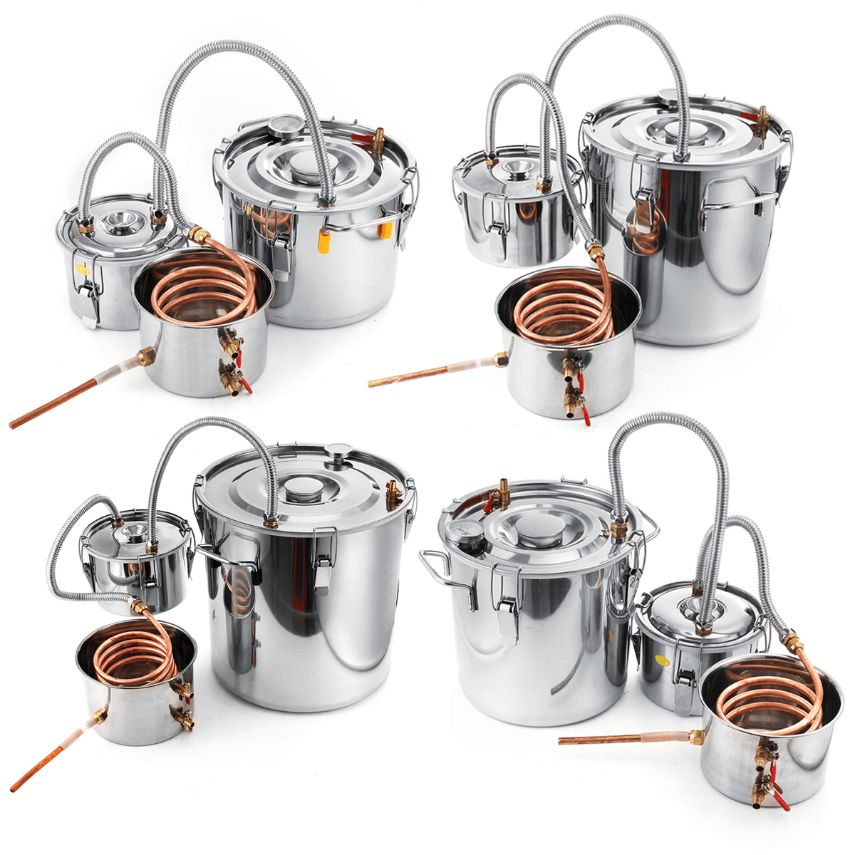 2/3/5/8 Gallons Moonshine Still Spirits Kit Water Alcohol Distiller Copper Tube Boiler Home Brewing Kit with Thumper Keg Stainless Steel dylinoshop