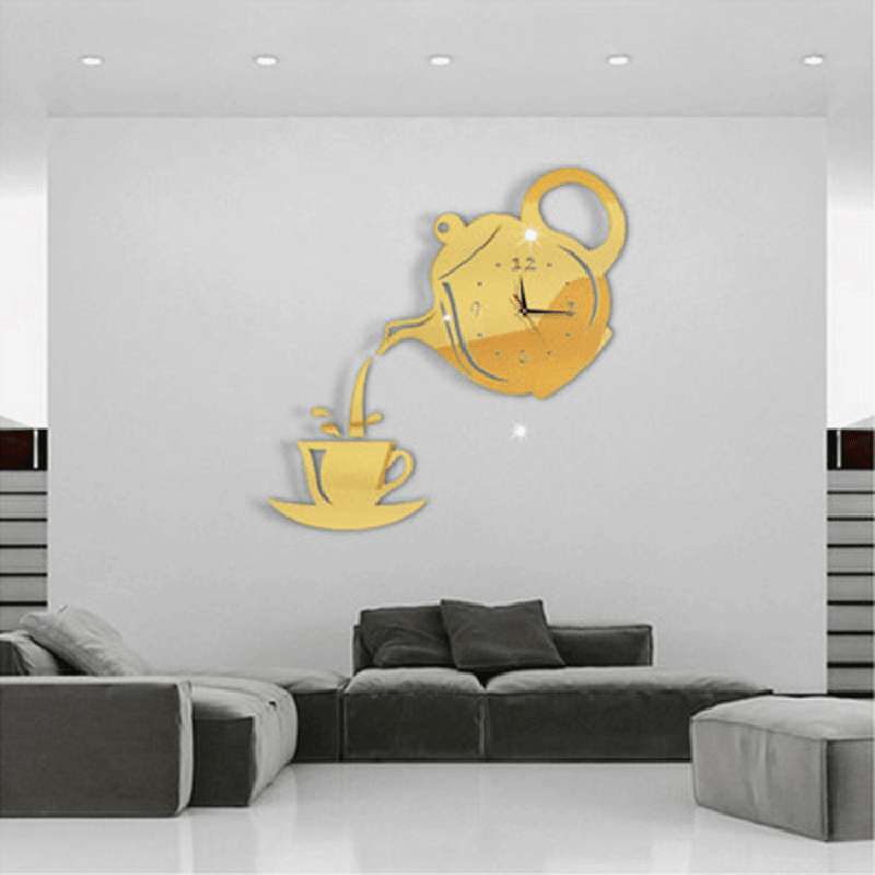 Emoyo ECY018 DIY Creative Teapot Head Wall Clock Animal Wall Clock for Home Office Decorations MRSLM