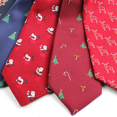 Men'S Christmas Print Polyester Silk Tie dylinoshop