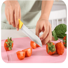 6PCS Wheat Straw Kitchen Knife Cutting Board Cutter Stainless Steel Chef Knife Peele Scissor Sets Fruit Knife Multi-Purpose Knife - Yellow MRSLM