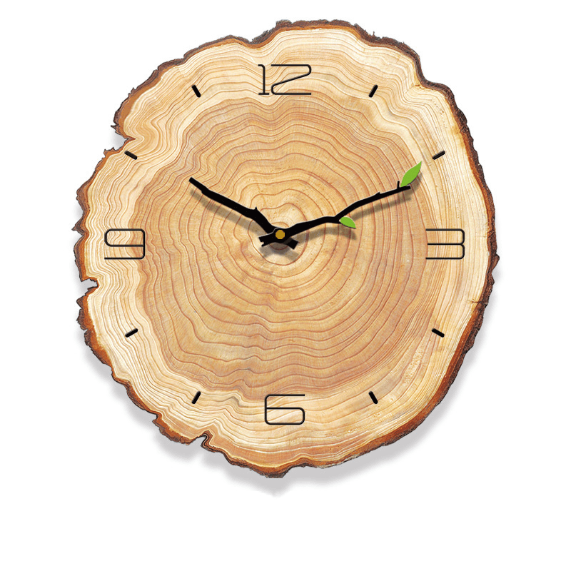 MW002 Creative Wooden Pattern Wall Clock Mute Wall Clock Quartz Wall Clock for Home Office Decorations MRSLM