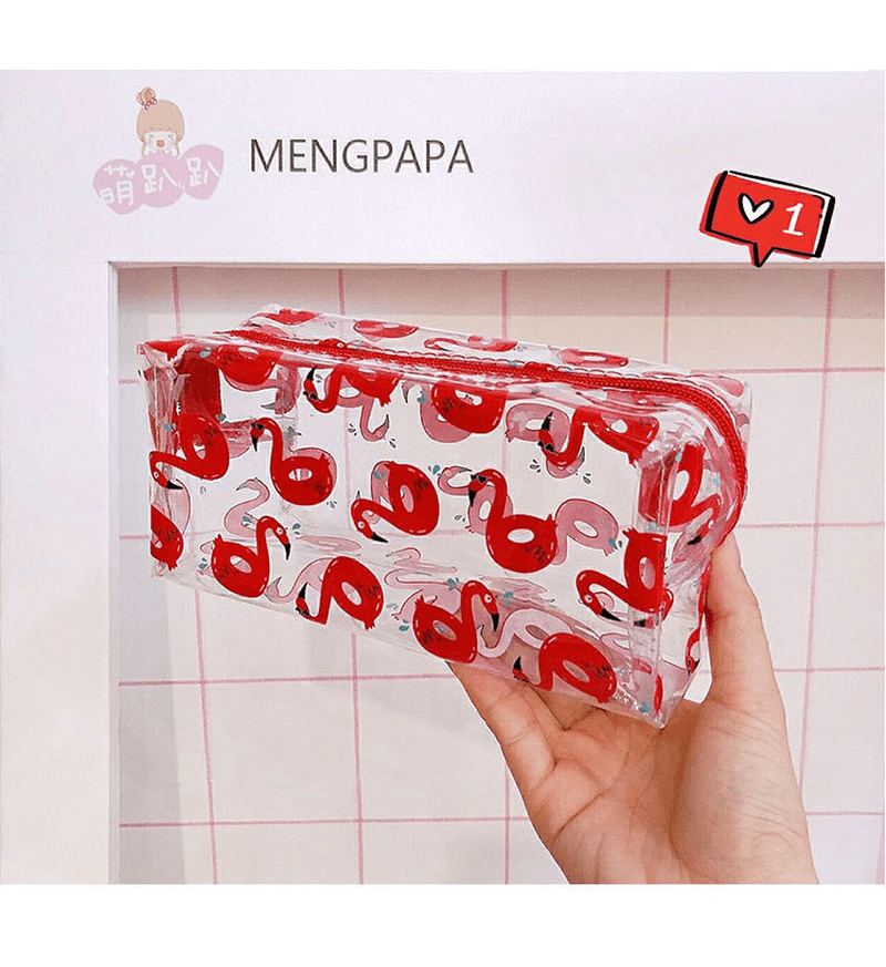 PVC Transparent Flamingo Cosmetic Bag Travel Storage Wash Bag Storage Bag MRSLM