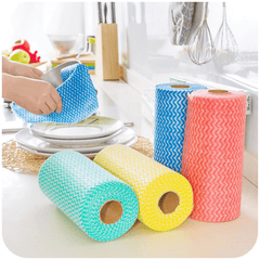 25 Pcs/Roll Non-Woven Kitchen Cleaning Cloths Disposable Multi-Functional Rags Wiping Scouring Pad Furniture Kitchenware Wash Towel Dishcloth MRSLM