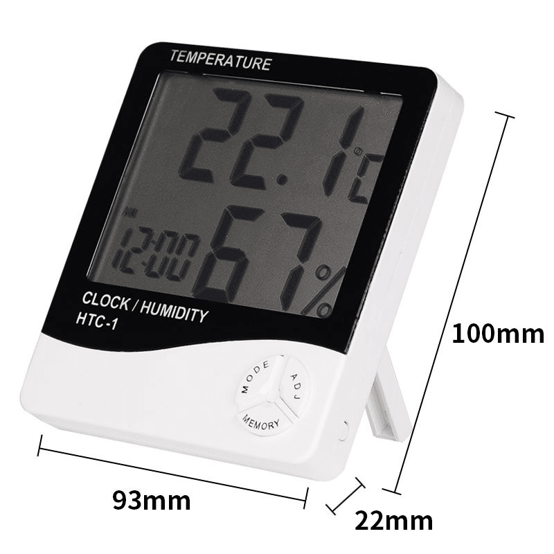 HTC-1 Digital LCD Electronic Alarm Clock Thermometer Hygrometer Weather Station Indoor Room Table MRSLM