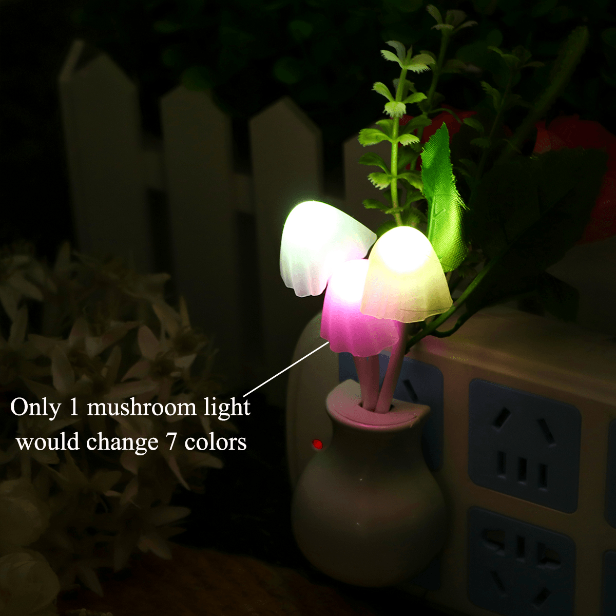 Romantic Flower Mushroom LED Night Light Sensor Baby Bed Lamp Decor US Plug MRSLM