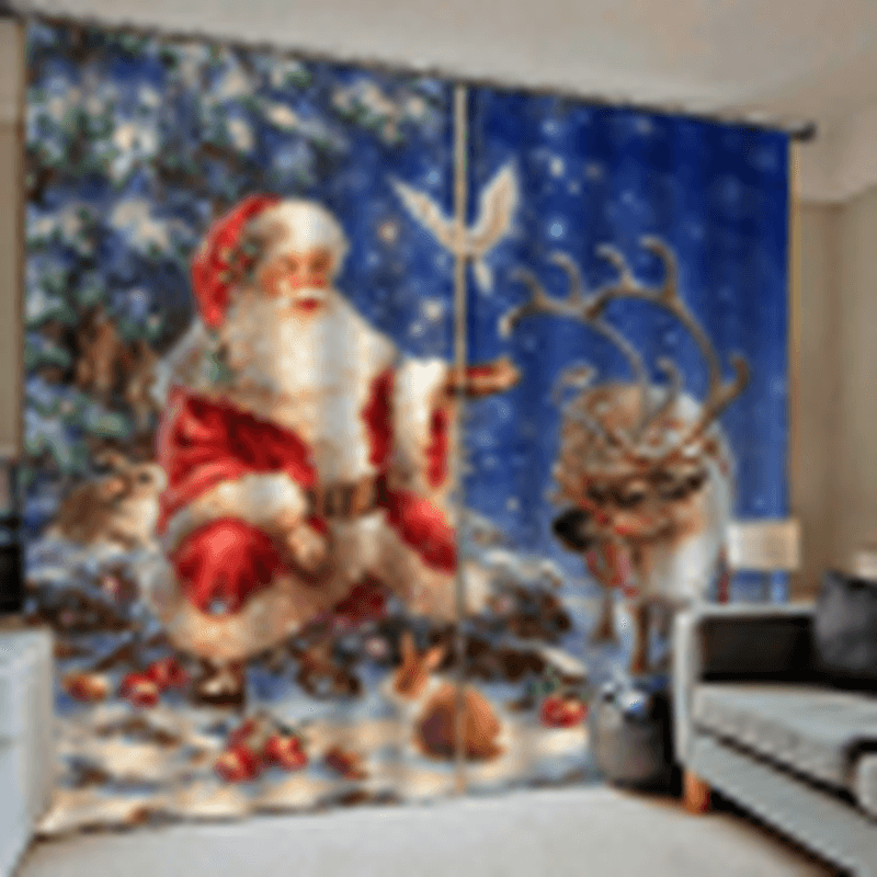 132*160Cm Christmas Printed Curtains Blackout Window Curtains for Living Room Christmas Decoration dylinoshop