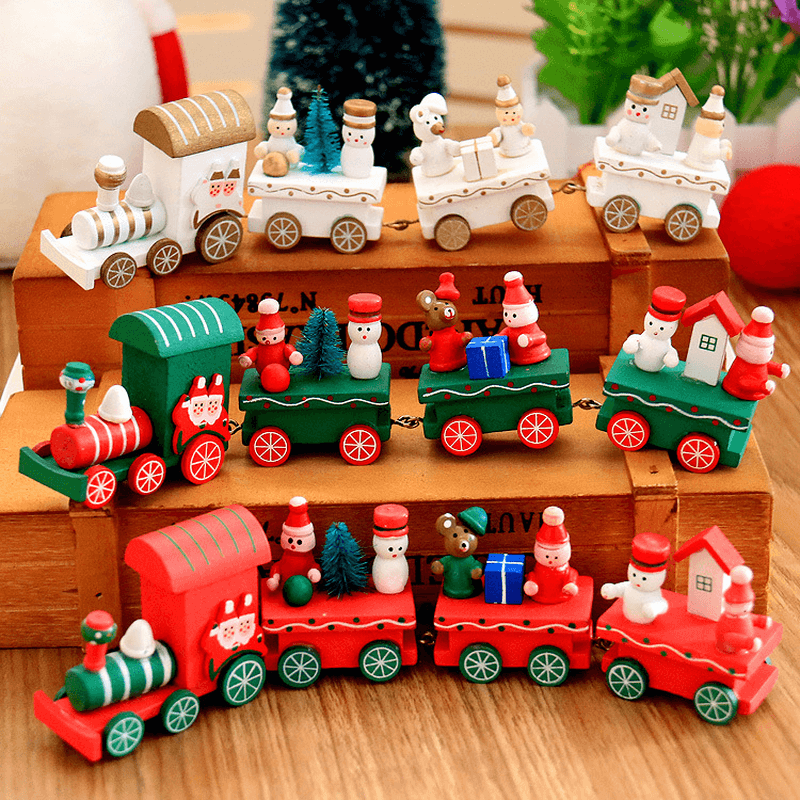 Christmas Wood Train Christmas Decorations Decor Innovative Gift for Children Diecasts Toy Vehic MRSLM