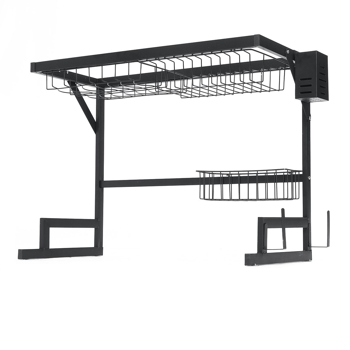 2 Tier Dish Drainer over Double Sink Drying Rack Draining Tray Fruit Plate Bowl Kitchen Storage Rack dylinoshop