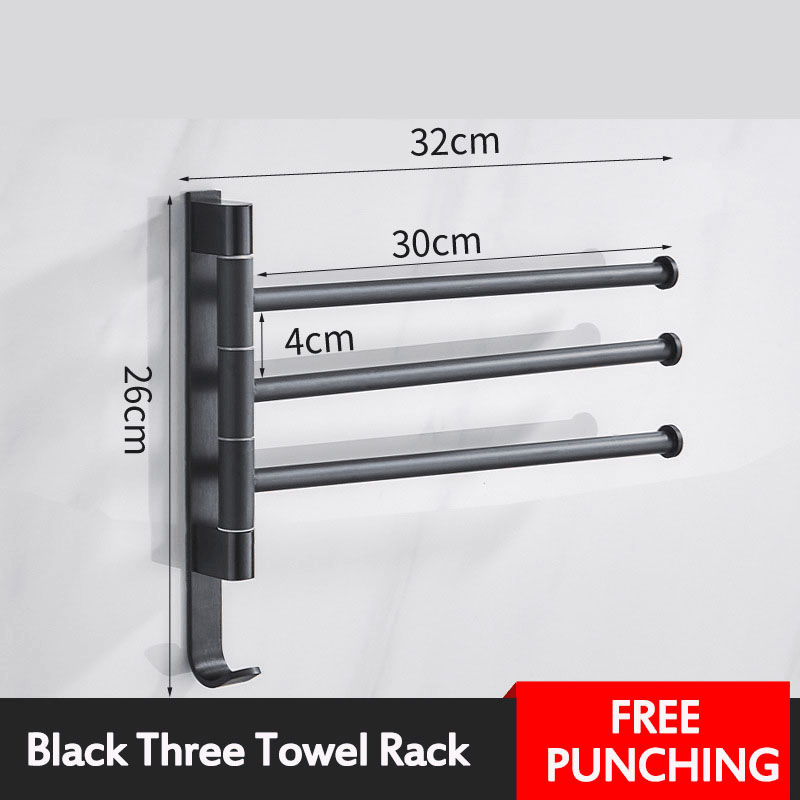 Aluminum Wall Mount Towel Rail Rack Rotatable Holders 2/3/4/5 Storage Hanger MRSLM