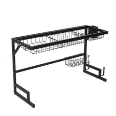 2 Tier Dish Drainer over Double Sink Drying Rack Draining Tray Fruit Plate Bowl Kitchen Storage Rack dylinoshop