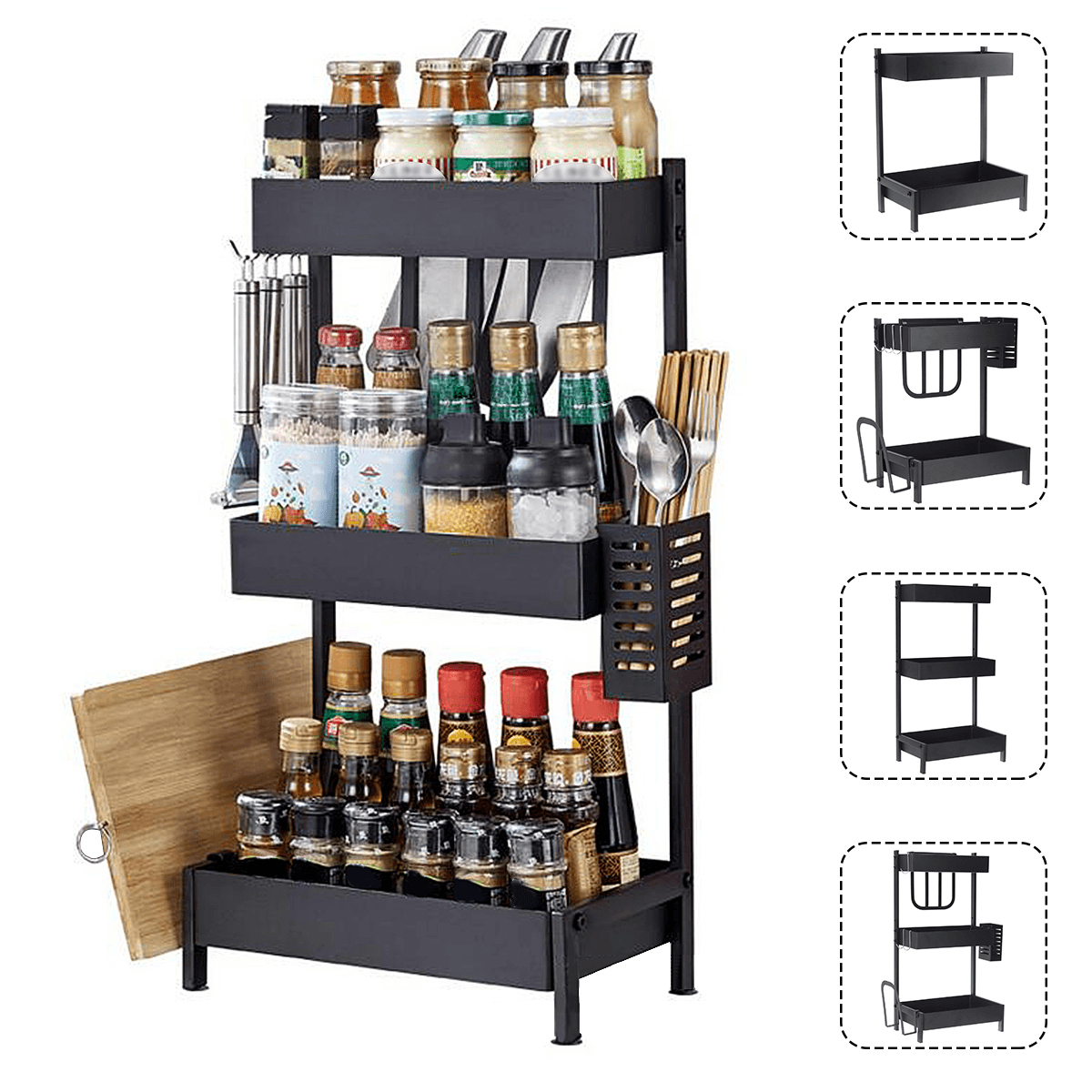 Kitchen Condiment Rack Bowl Shelf Spice Rack Dish Storage Rack Stainless Steel Durable Rustproof Heat Resisting Wall Shelf Holder MRSLM