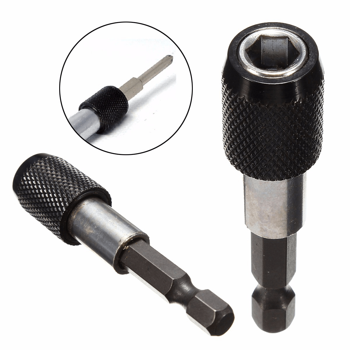 1PC Black 1/4" Hex Shank 60Mm Quick Release Magnetic Screwdriver Bit Holder dylinoshop