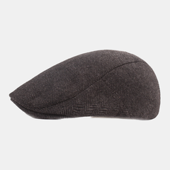 Men Cotton Herringbone Pattern Warmth Driver Hat Casual Adjustable Sunshade Forward Hat Beret Flat Cap dylinoshop