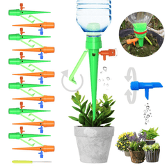 6Pcs/12Pcs Upgraded Automatic Watering Device Adjustable Water Flow Dripper with Switch Control Valve Bracket Design DIY Drip Irrigation for Plants Indoor Household Waterers Bottle MRSLM