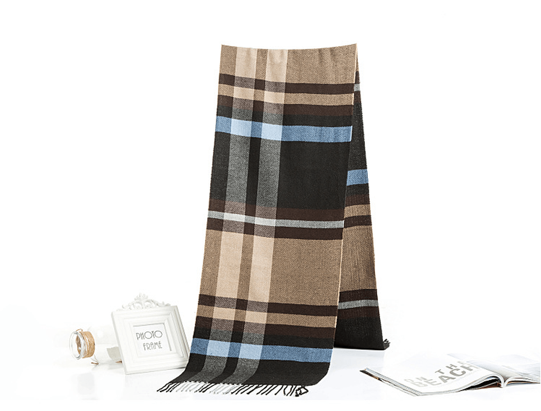 All-Match Simple Men'S Plaid Warm Scarf dylinoshop