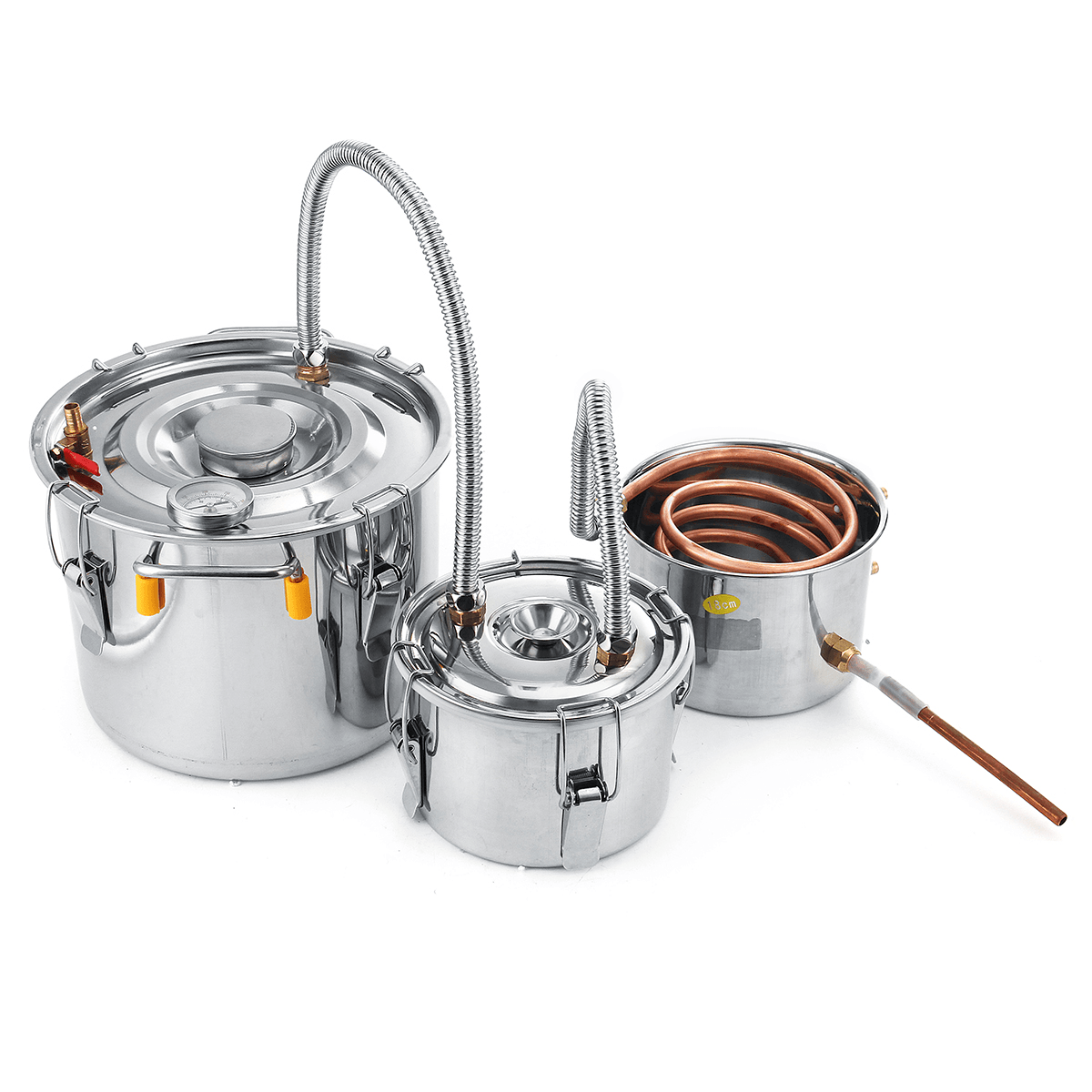 2/3/5/8 Gallons Moonshine Still Spirits Kit Water Alcohol Distiller Copper Tube Boiler Home Brewing Kit with Thumper Keg Stainless Steel dylinoshop