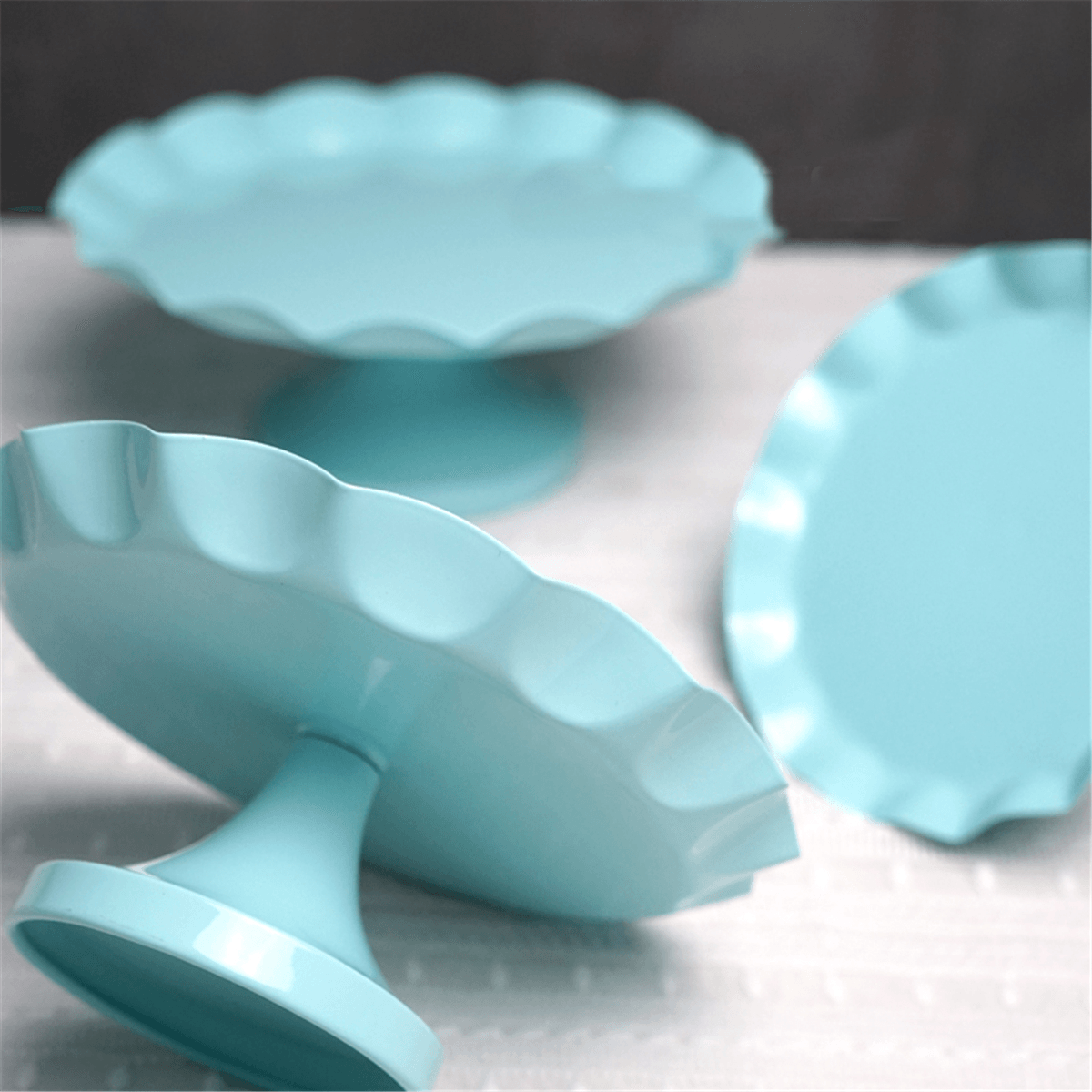 3 Size Blue round Cake Cupcake Stand Pedestal Dessert Holder Wedding Party Decorations MRSLM