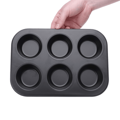 6Pc Muffin Pan Baking Cooking Tray Mould round Bake Cup Cake Gold/Black MRSLM