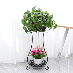 2 Tiers Metal Pot Flower Shelf Plant Stand Rack Display Indoor Outdoor dylinoshop