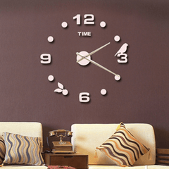 Emoyo JM008 Creative Large DIY Wall Clock Modern 3D Wall Clock with Mirror Numbers Stickers for Home Office Decorations MRSLM