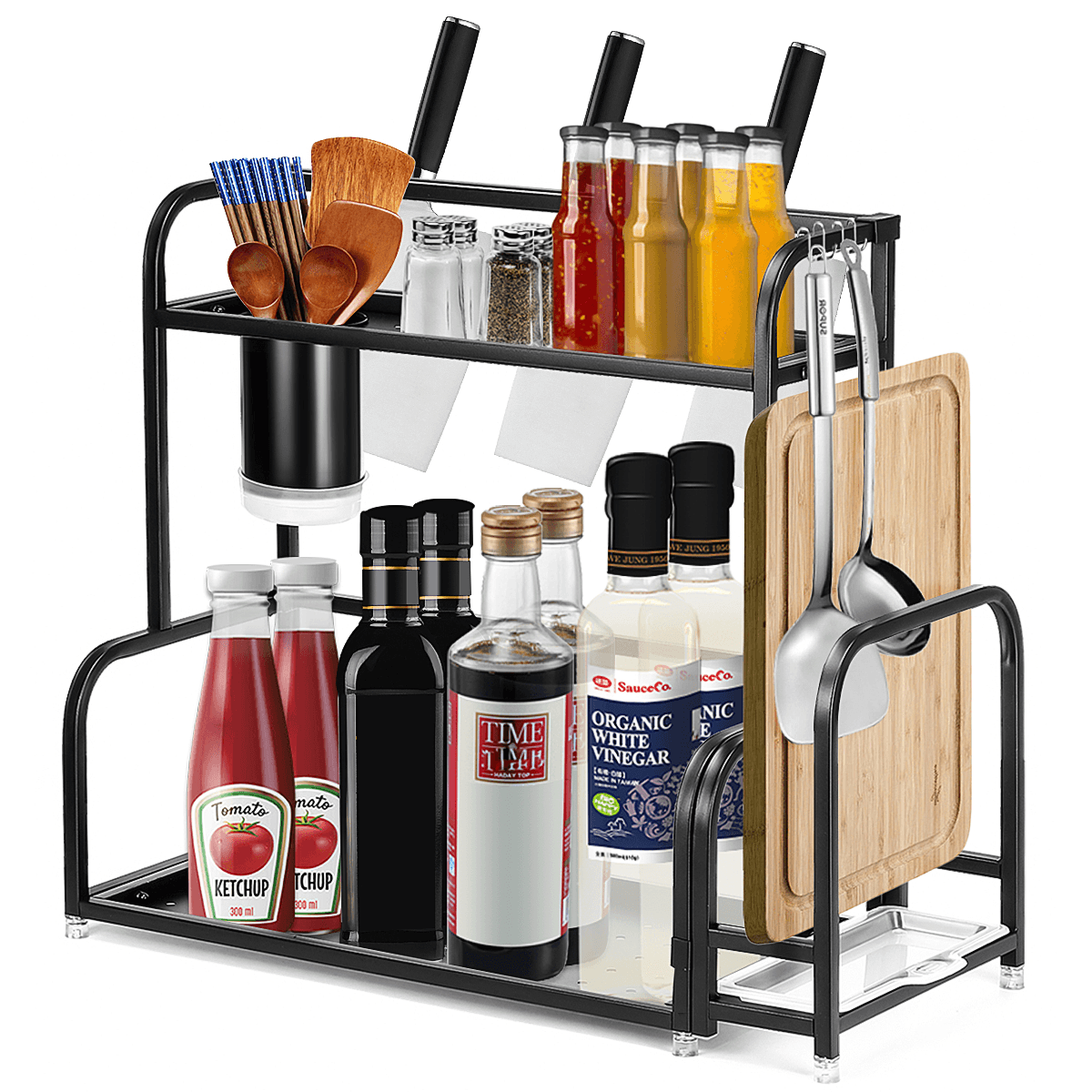 2-Tier Kitchen Countertop Spice Rack Organizer Cabinet Shelves Holder Rack dylinoshop