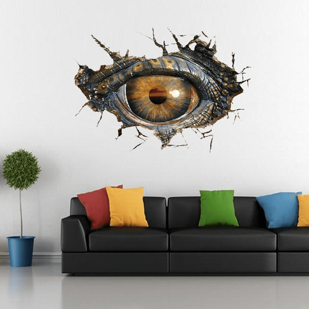 Miico Creative 3D Eye of Dinosaur Broken Wall PVC Removable Home Room Decorative Wall Door Decor Sticker MRSLM