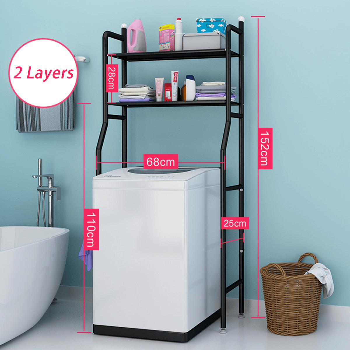 Bathroom Toilet Storage Rack Wall Punch-Free Toilet Washbasin Storage Shelf Bathroom Shelf Rack MRSLM