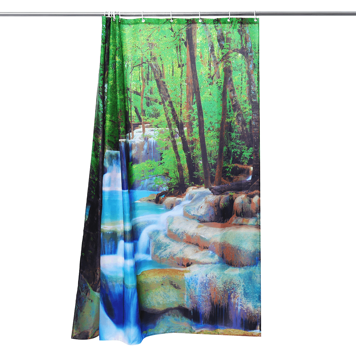 3D Waterfall Nature Scenery Bath Shower Curtain Water Resistant Bathroom Shield MRSLM