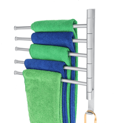 Aluminum Wall Mount Towel Rail Rack Rotatable Holders 2/3/4/5 Storage Hanger MRSLM