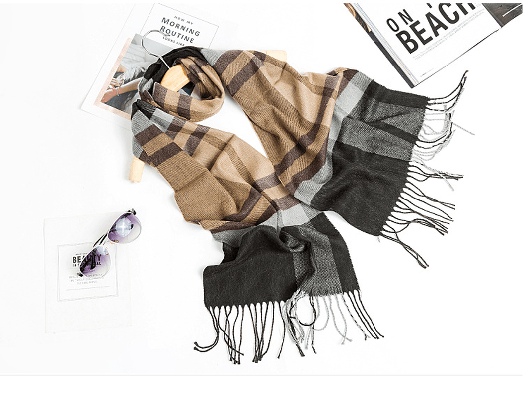 All-Match Simple Men'S Plaid Warm Scarf dylinoshop